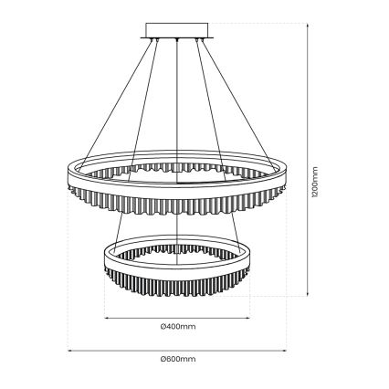LED luster na sajli LED/85W/230V, prečnik 60 cm, zlatna