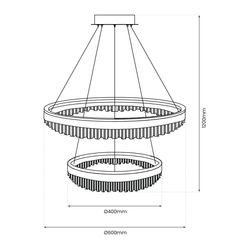 LED luster na sajli LED/85W/230V, prečnik 60 cm, zlatna