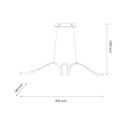 LED luster na sajli LOOP LED/28W/230V, crni