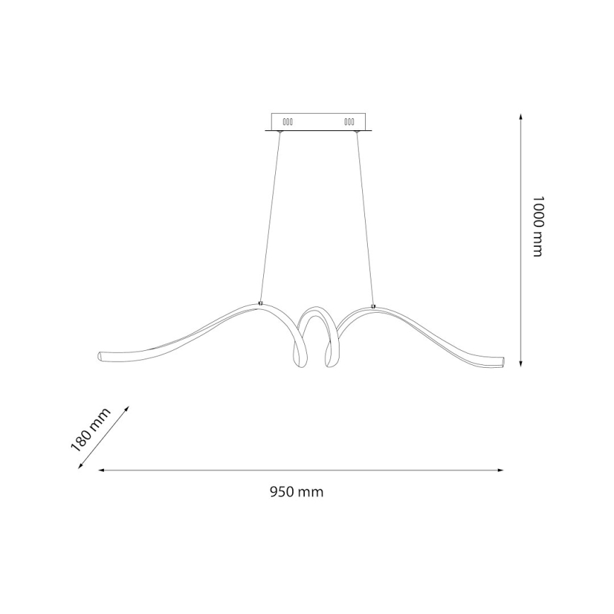 LED luster na sajli LOOP LED/28W/230V, crni