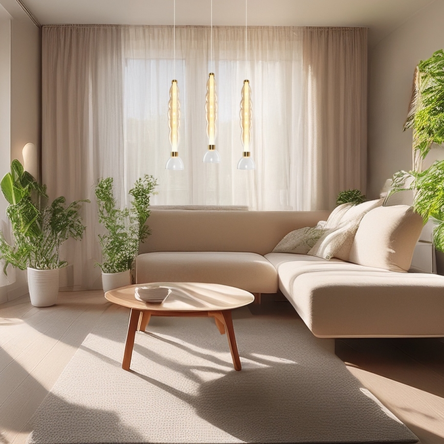 LED luster na sajli LUCCO LED/18W/230V prečnik 15 cm zlatna