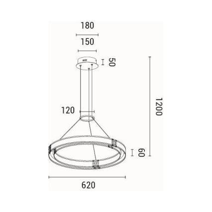 LED luster na sajli LUIS LED/21W/230V 3000K 42x120 cm