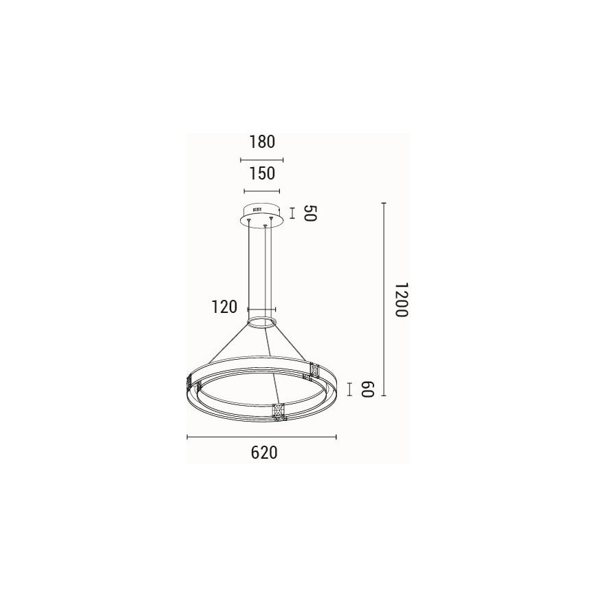 LED luster na sajli LUIS LED/21W/230V 3000K 42x120 cm