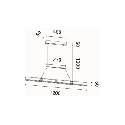 LED luster na sajli LUIS LED/21W/230V 3000K 45x120 cm