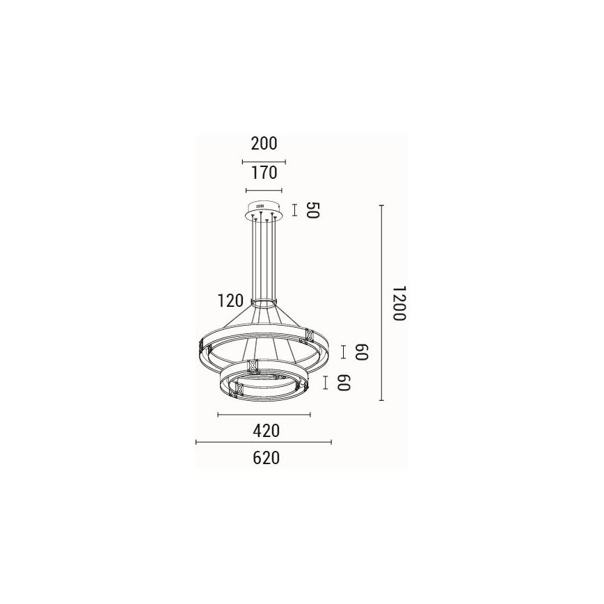 LED luster na sajli LUIS LED/62W/230V 3000K 62x120 cm