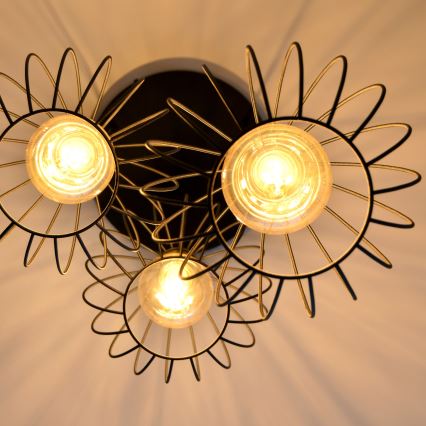 LED luster na sajli MERCURE 3xE27/15W/230V, prečnika 50 cm, crne boje