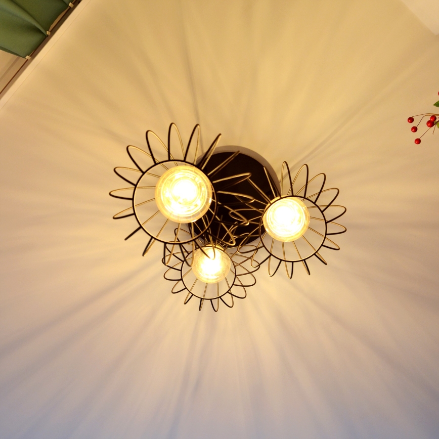 LED luster na sajli MERCURE 3xE27/15W/230V, prečnika 50 cm, crne boje