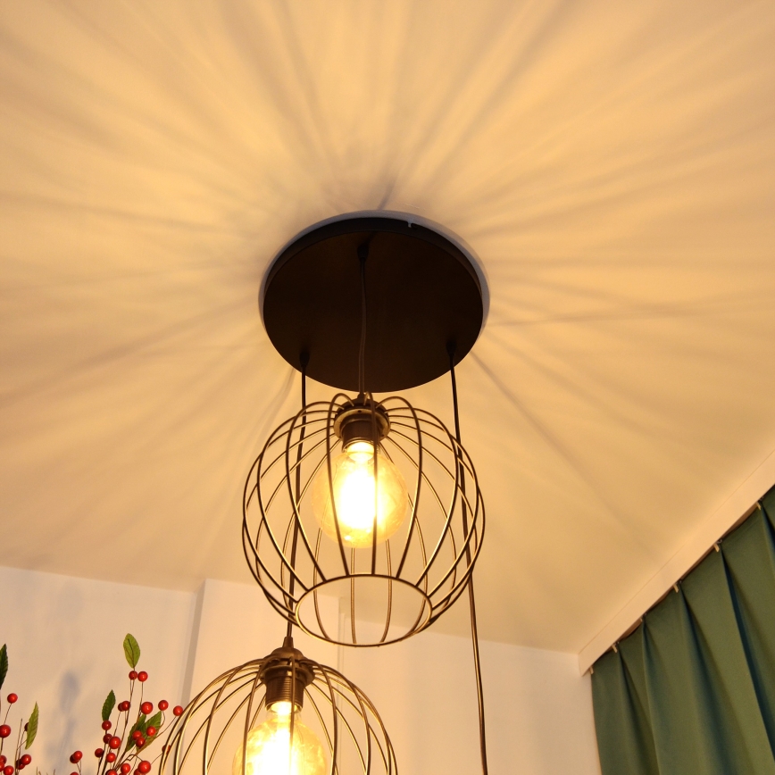 LED luster na sajli MERCURE 3xE27/15W/230V, prečnika 50 cm, crne boje