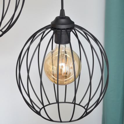 LED luster na sajli MERCURE 3xE27/15W/230V, prečnika 50 cm, crne boje