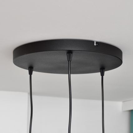 LED luster na sajli MERCURE 3xE27/15W/230V, prečnika 50 cm, crne boje