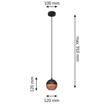 LED luster na sajli MIDWAY 1xGU10/4,8W/230V crna/bakarna