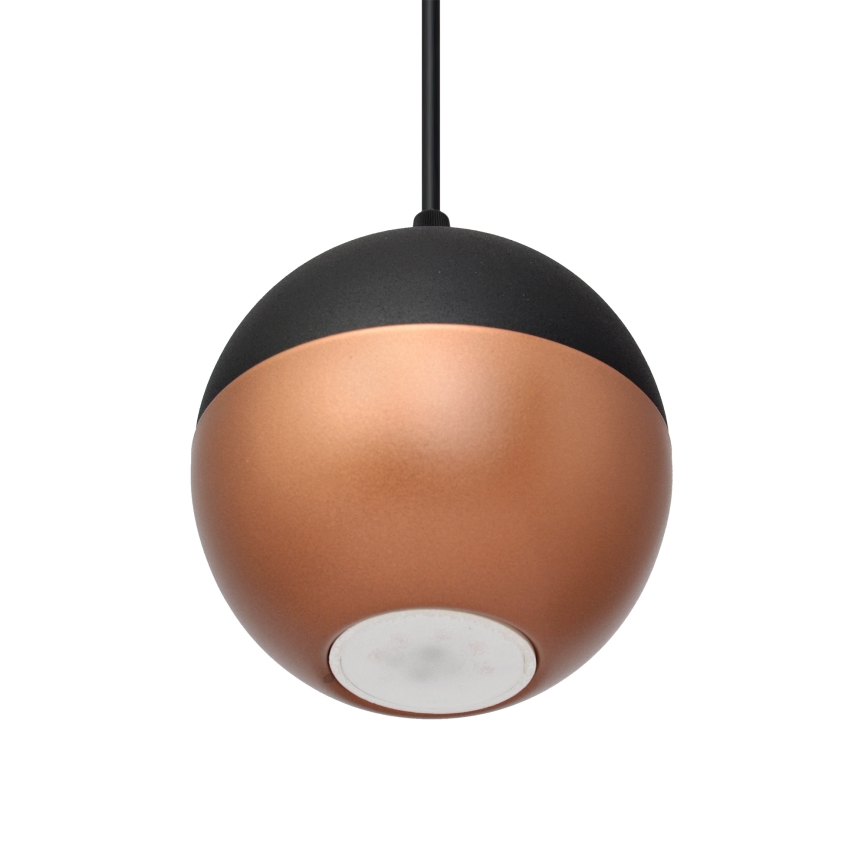 LED luster na sajli MIDWAY 3xGU10/4,8W/230V crna/bakrena