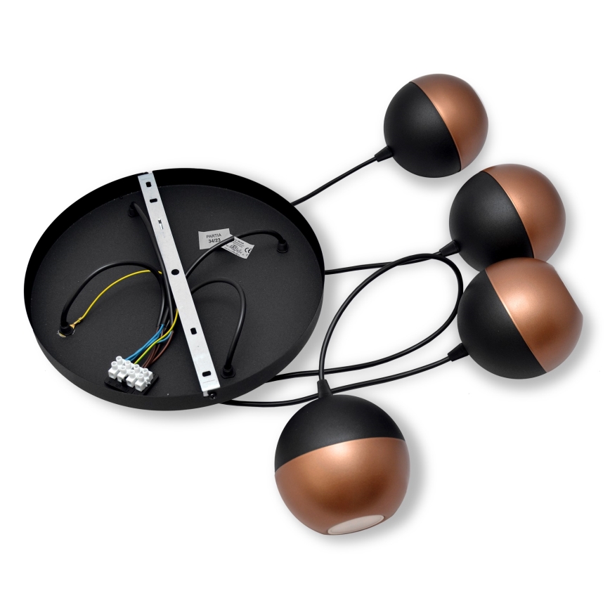 LED luster na sajli MIDWAY 4xGU10/4,8W/230V crna/bakarna