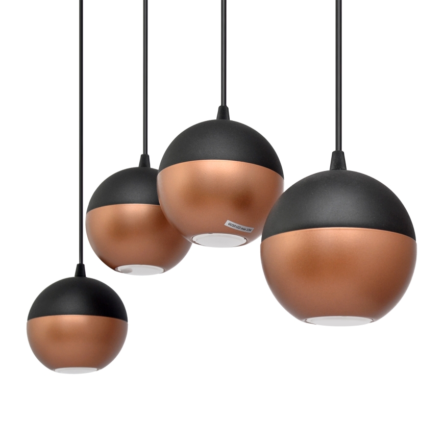 LED luster na sajli MIDWAY 4xGU10/4,8W/230V crna/bakarna