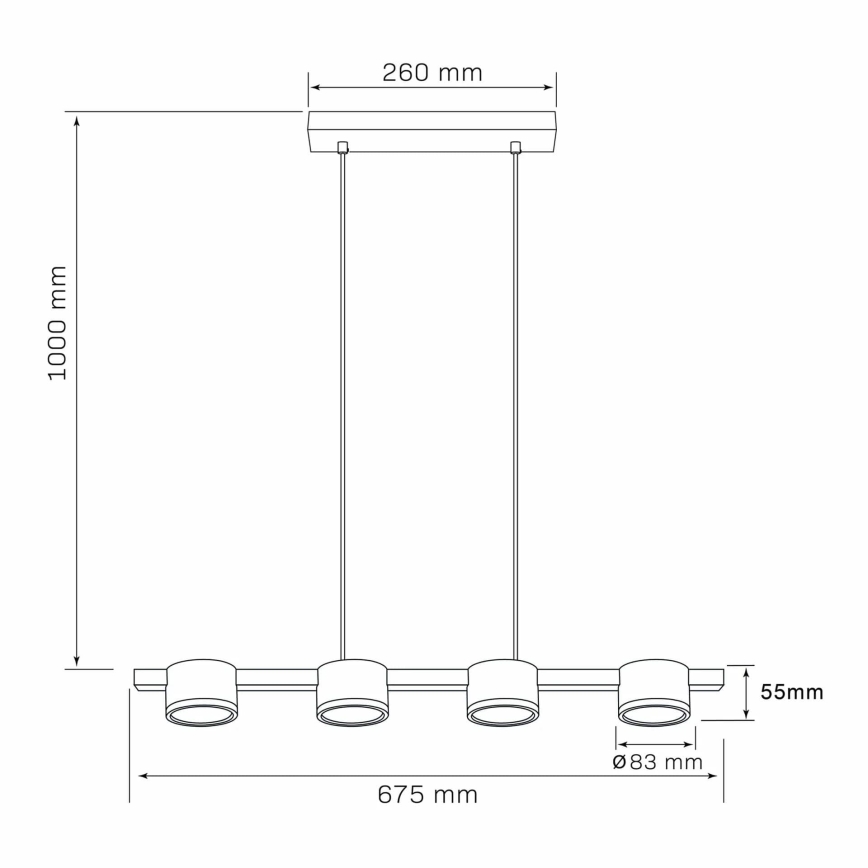 LED luster na sajli MIRELLA 4xGX53/6W/230V zlatna/crna