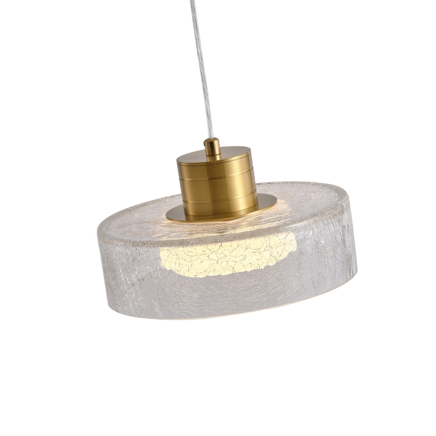 LED luster na sajli NIMBUS LED/8W/230V 3000K zlatna/prozirna, prečnik 20 cm
