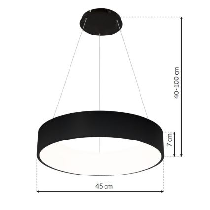 LED luster na sajli OHIO CRNI LED/24W/230V