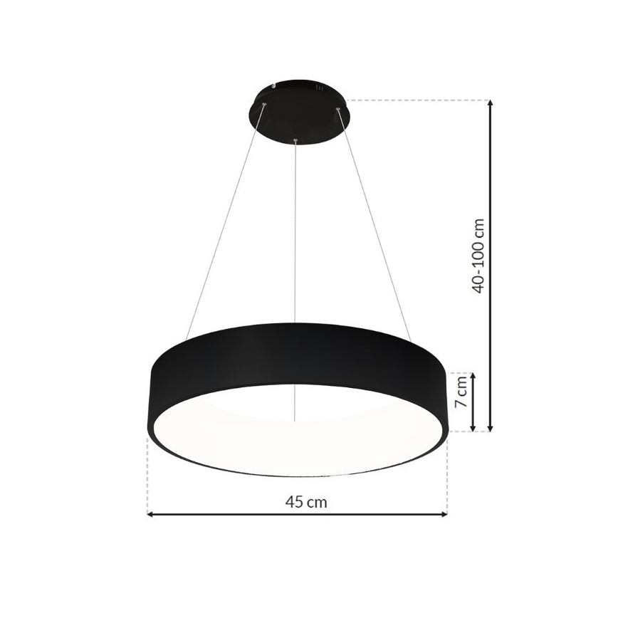 LED luster na sajli OHIO CRNI LED/24W/230V