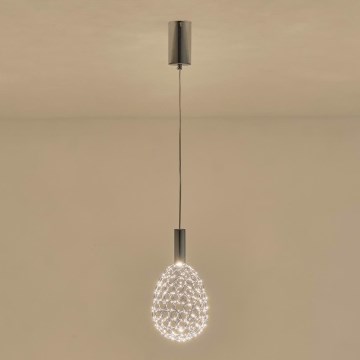LED luster na sajli PERFORATO LED/6,3W/230V 3000K sjajni hrom, prečnik 14 cm