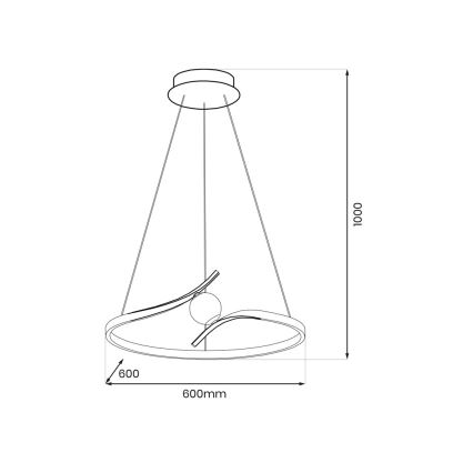 LED luster na sajli PERLA LED/34W/230V crna