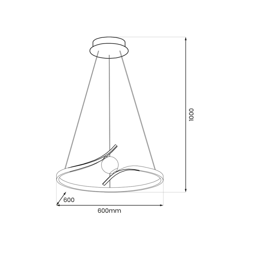 LED luster na sajli PERLA LED/34W/230V crna
