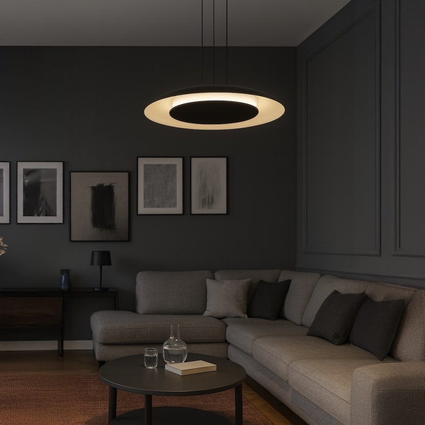 LED luster na sajli PIATTINO LED/30W/230V 2700/3200/4000K, prečnik 40 cm, crna