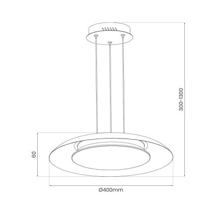 LED luster na sajli PIATTINO LED/30W/230V 2700/3200/4000K, prečnik 40 cm, crna