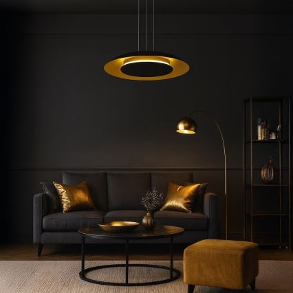 LED luster na sajli PIATTINO LED/30W/230V 2700/3200/4000K prečnik 40 cm crna/zlatna