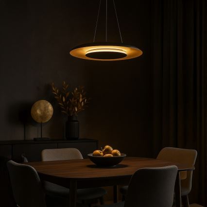 LED luster na sajli PIATTINO LED/30W/230V 2700/3200/4000K prečnik 40 cm crna/zlatna