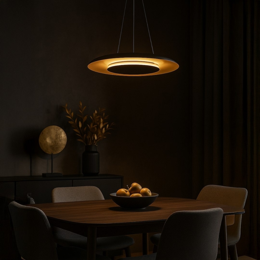 LED luster na sajli PIATTINO LED/30W/230V 2700/3200/4000K prečnik 40 cm crna/zlatna
