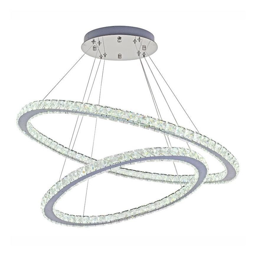 LED prigušiva kristalni luster na sajli LED/160W/230V 3000-6500K srebrna + sa daljinskim upravljačem