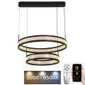 LED luster na sajli, prigušiva, LED/70W/230V 3000-6500K Ø60 cm crna + daljinski upravljač