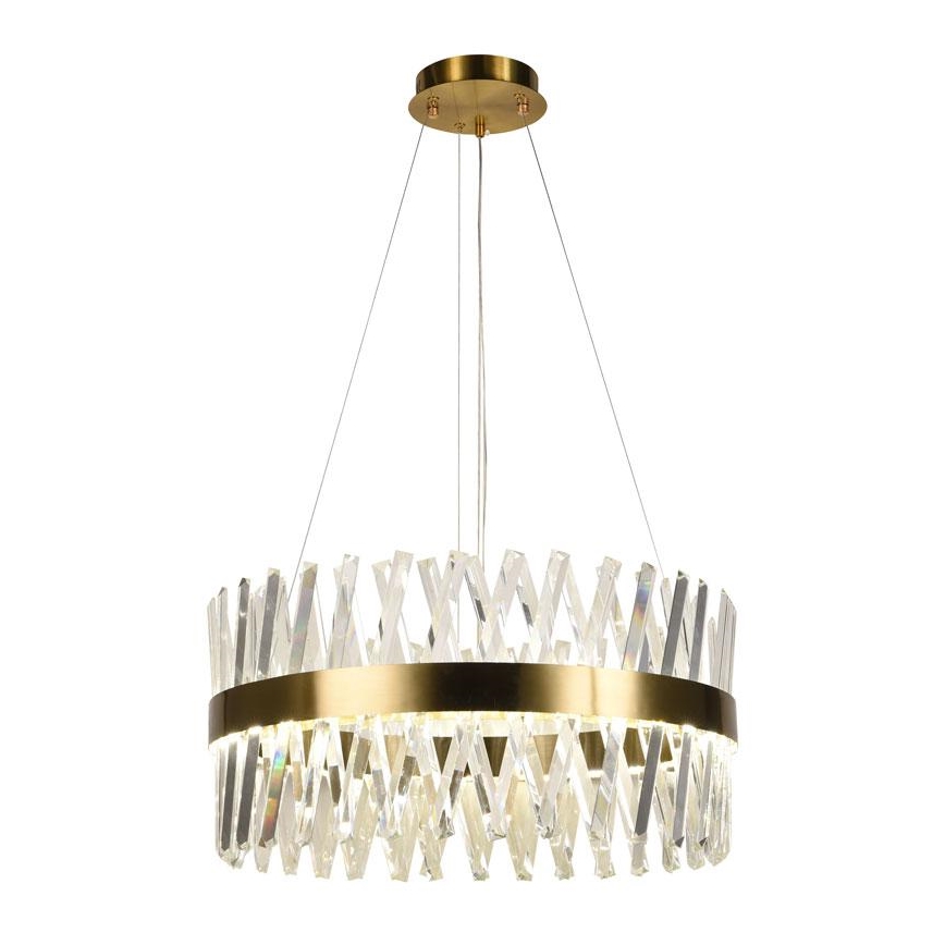 LED prigušiva kristalni luster na sajli LED/80W/230V 3000-6500K zlatni + daljinski upravljač