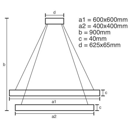 LED luster na sajli, prigušiva, LED/90W/230V 3000-6500K + daljinski upravljač