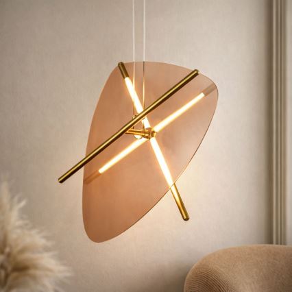 LED luster na sajli RELAX LED/15W/230V zlatna/zadimljena braon