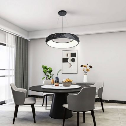 LED luster na sajli REUS LED/36W/230V 4000K prečnik 61 cm crna