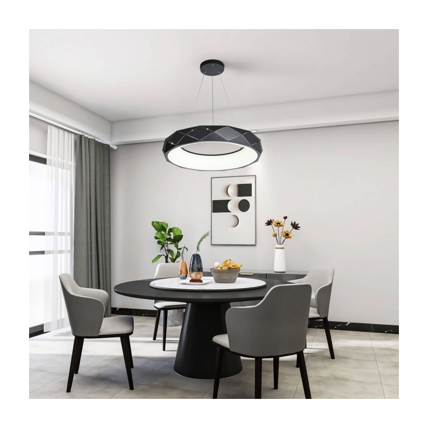 LED luster na sajli REUS LED/36W/230V 4000K prečnik 61 cm crna