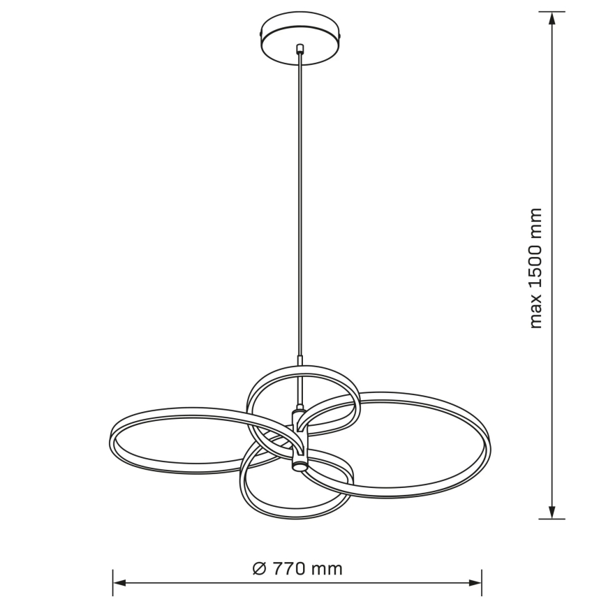 LED luster na sajli RIBBON LED/37W/230V 4000K crna