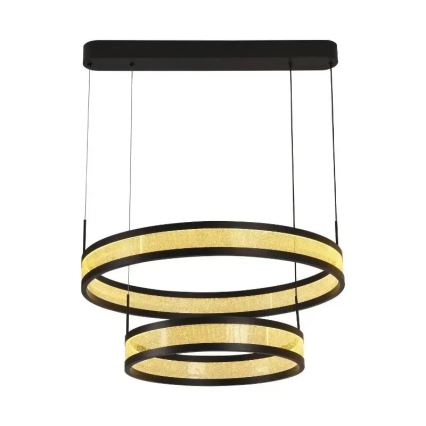 LED luster na sajli, prigušiva, LED/70W/230V 3000-6500K Ø60 cm crna + daljinski upravljač
