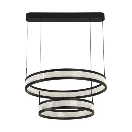 LED luster na sajli, prigušiva, LED/70W/230V 3000-6500K Ø60 cm crna + daljinski upravljač