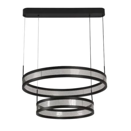 LED luster na sajli, prigušiva, LED/70W/230V 3000-6500K Ø60 cm crna + daljinski upravljač