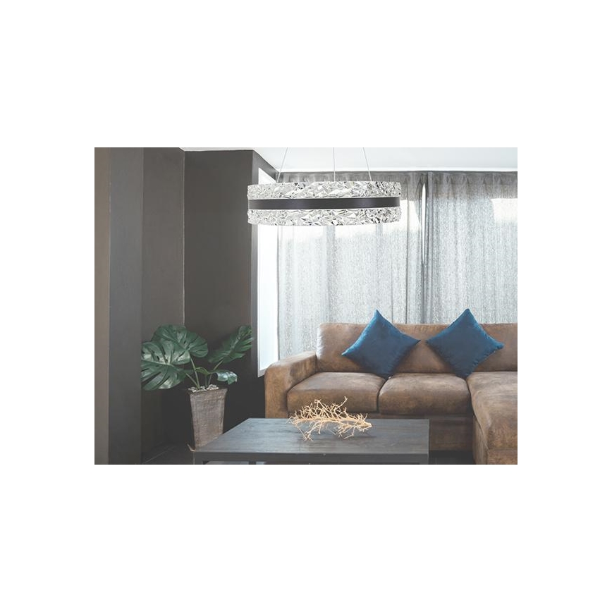 LED prigušiva kristalni luster na sajli LED/80W/230V 3000-6500K crna + daljinski upravljač