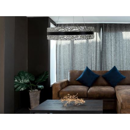 LED prigušiva kristalni luster na sajli LED/80W/230V 3000-6500K crna + daljinski upravljač