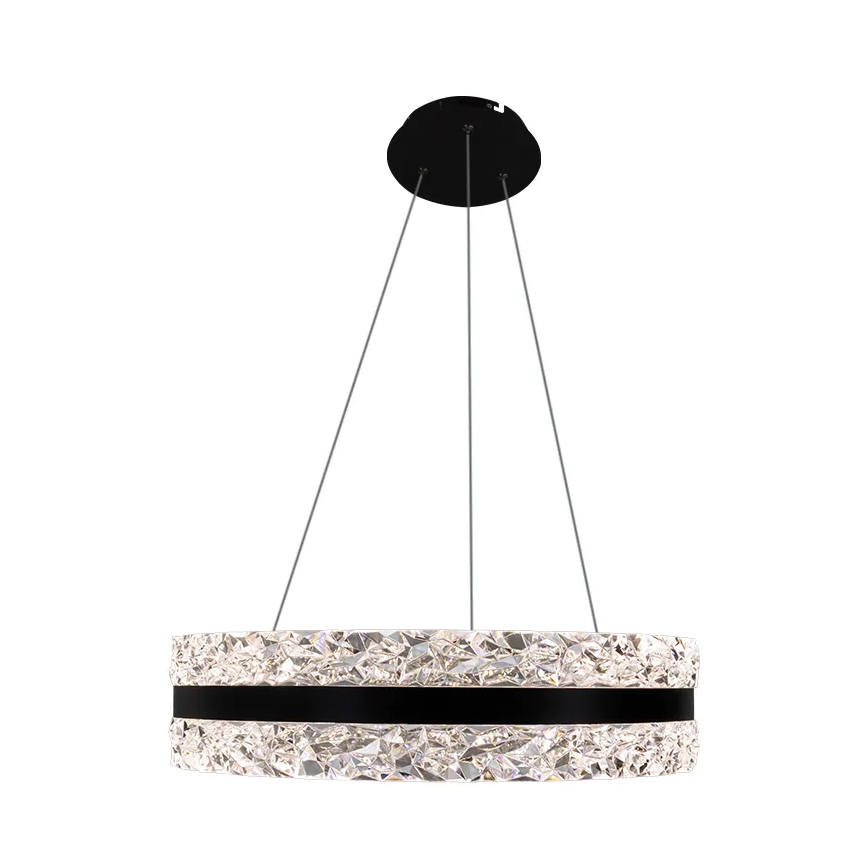 LED prigušiva kristalni luster na sajli LED/80W/230V 3000-6500K crna + daljinski upravljač