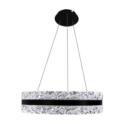 LED prigušiva kristalni luster na sajli LED/80W/230V 3000-6500K crna + daljinski upravljač