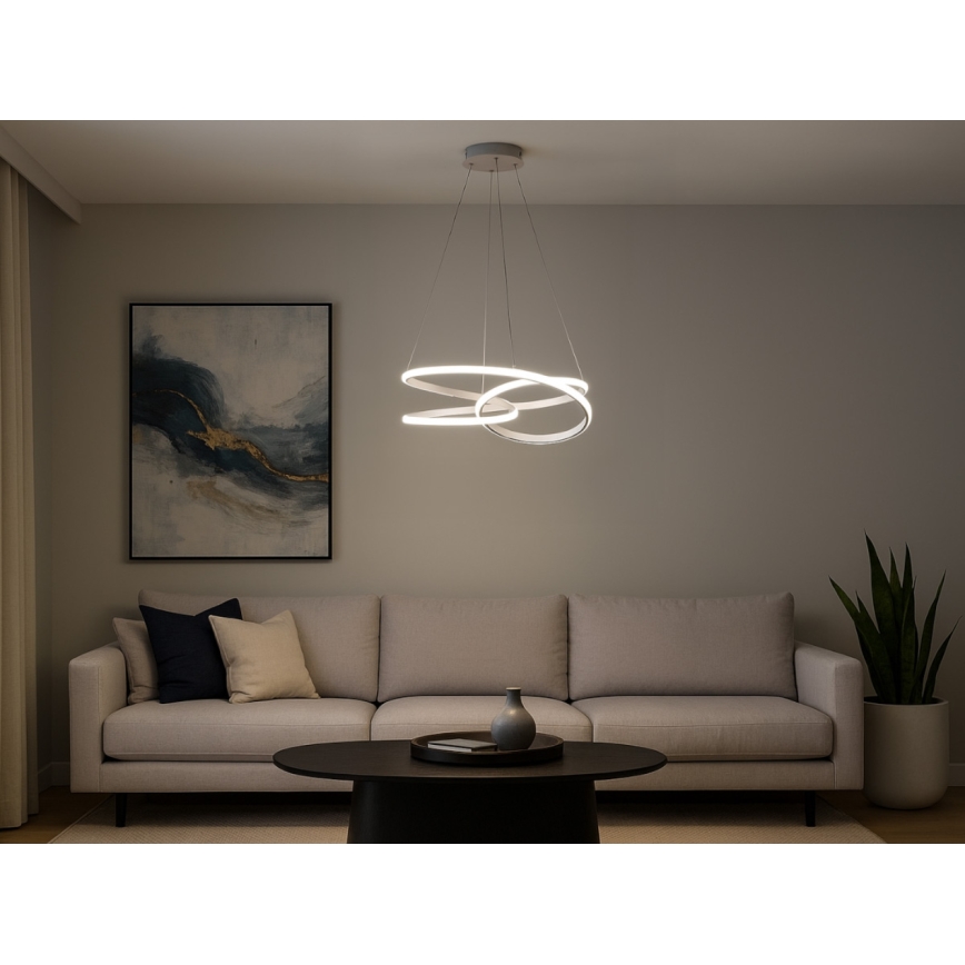 LED prigušiva luster na sajli LED/90W/230V 3000-6500K prečnik 47 cm + daljinski upravljač