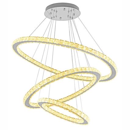 LED prigušiva kristalni luster na sajli LED/210W/230V 3000-6500K srebrna + daljinski upravljač