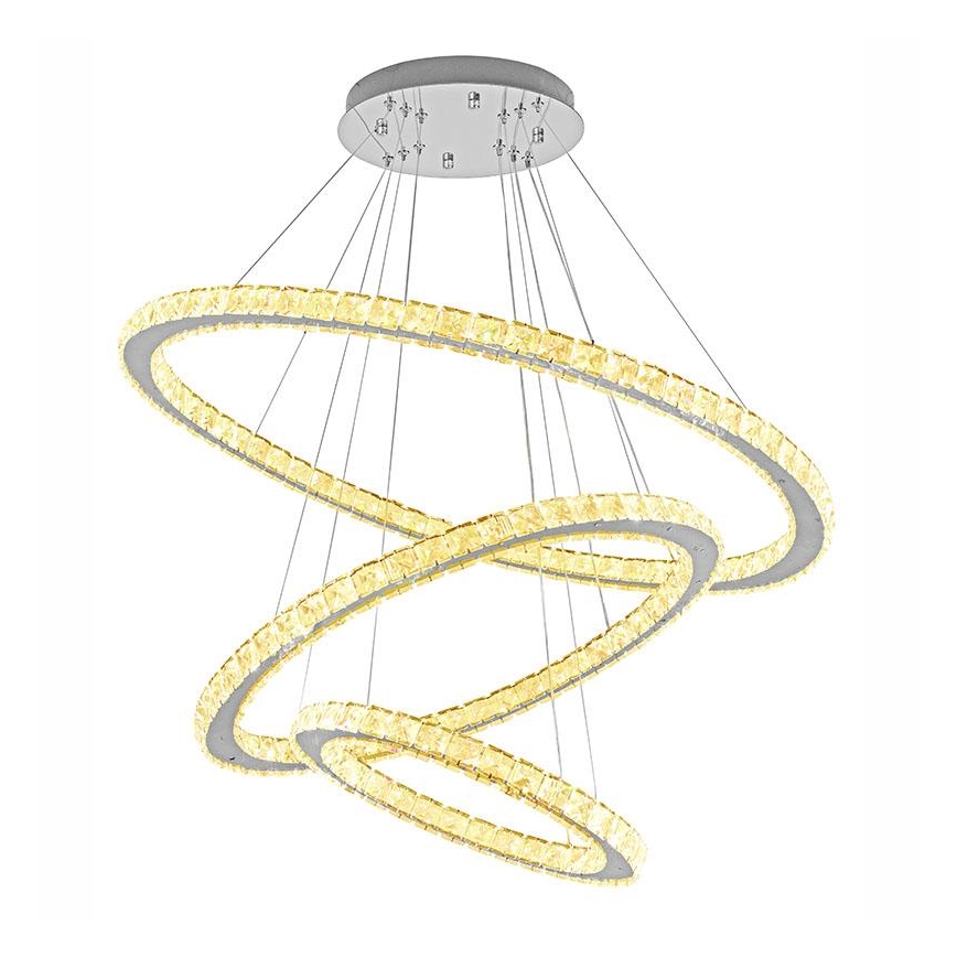 LED prigušiva kristalni luster na sajli LED/210W/230V 3000-6500K srebrna + daljinski upravljač