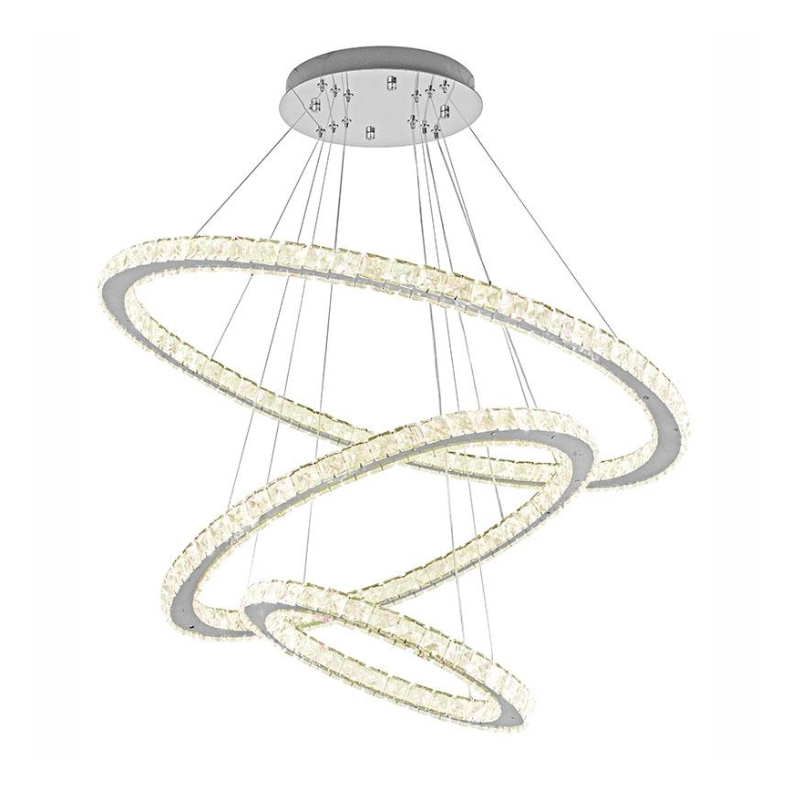 LED prigušiva kristalni luster na sajli LED/210W/230V 3000-6500K srebrna + daljinski upravljač