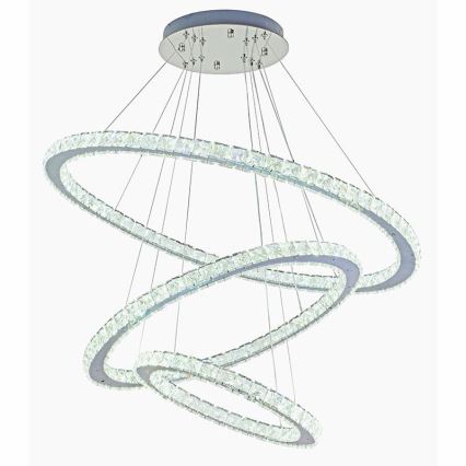 LED prigušiva kristalni luster na sajli LED/210W/230V 3000-6500K srebrna + daljinski upravljač